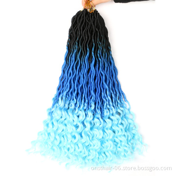 Wavy Faux Locs Crochet Hair with Curly Ends Faux Locs Braiding Hair Synthetic Fibres Curly Weave 10-30days 1 Piece 18inch Daily